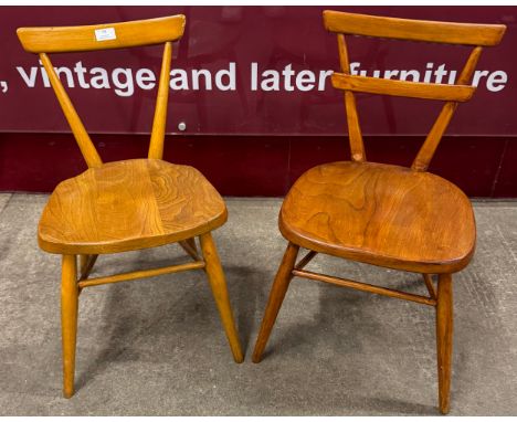 Two Ercol Blonde elm and beech childs stacking chairs 