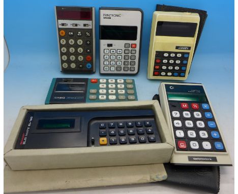 Six calculators including Casio, Commodore and Sharp