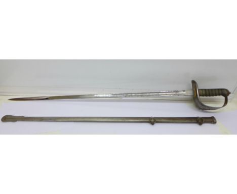 A George V cavalry sword and scabbard