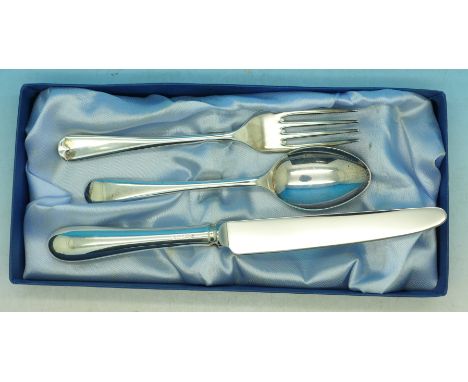 A Carrs silver christening set, (spoon and fork 66g)