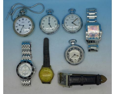 Assorted watches and pocket watches, Ingersoll, Timex, Kays and Marvel, etc.