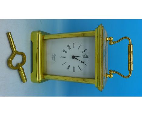 A Rapport carriage clock, 8-day strike, with box, leaflet and key, height without handle 11.5cm