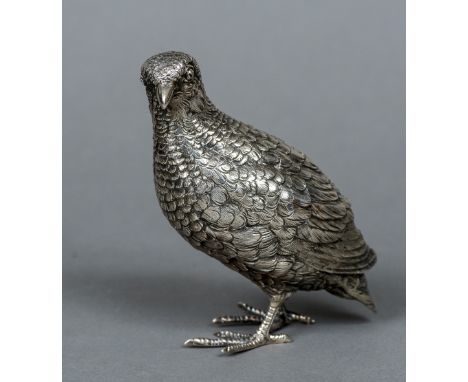 A 19th/20th century Hanau silver model of a partridgeNaturalistically modelled, import marks for London 1929.  11.5 cm high. 