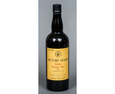 Factory House Jubilee Vintage Port, 1977, bottled in 1979 for the Royal Jubilee Trusts, serial no. 0553Single bottle.   CONDI