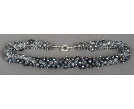 A black pearl and facet cut bead necklace46 cm long.    CONDITION REPORTS:  Generally in good condition, some general wear. 