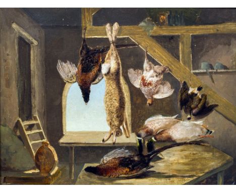 Attributed to BENJAMIN BLAKE (1770-1830) BritishLarder With Dead GameOil on canvasBears signature42 x 32 cm, framed   CONDITI