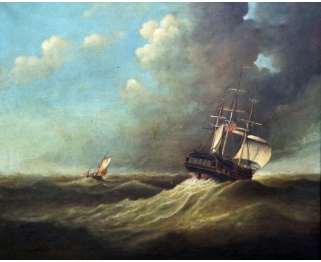 BRIAN COOLE (born 1939) Anglo-AmericanShipping in Choppy WatersOil on canvasSigned55 x 45 cm, framed   CONDITION REPORTS:  Ge
