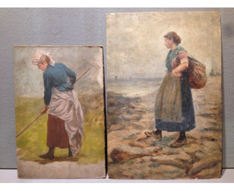 JOSEPH DIXON CLARK (1849-1944) BritishFour Figural Studies, comprising: The Fisher Woman; Harvest Worker; Two Nuns; and a Por