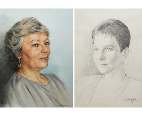 John A Blakey (British 1952-): Portrait of a Lady, watercolour and pencil sketch signed and dated '86 and '91 max 40cm x 30cm