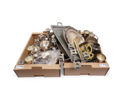 Postage scales marked Columbus, stamps, together with a large collection of silver plate, including tray, candlesticks, goble