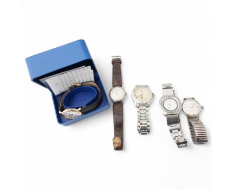 Five watches including Tissot Autoquartz, Seiko automatic, Roamer, Kienzle Selecta and RotaryCondition Report:Movements not f