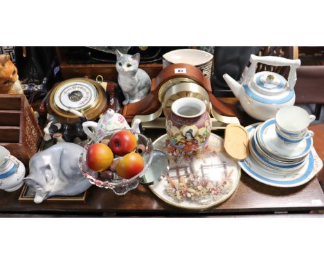 Two Goebel cat ornaments; together with various other cat ornaments; decorative pictures &amp; sundry other items.