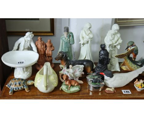 Two Royal Worcester figures “Once Upon A Time” &amp; “Sweet Dreams”; four model dachshunds; &amp; various other figures &amp;