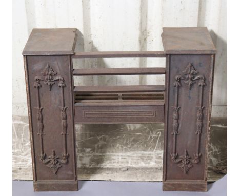 A Georgian-style iron fire-grate, 24” wide x 20½” high; &amp; a sixty-four division wine-rack, 32” wide x 32” high.