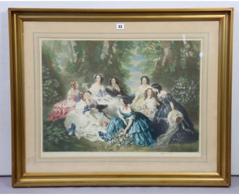A large artist's proof coloured print after Arthur. L. Cox, titled to reverse “The Empress Eugenie &amp; her maids-in-waiting