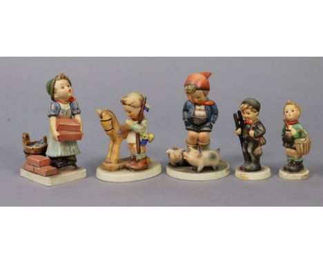 Five Goebel Hummel figures “Chimney Sweep”; “Farm Boy”; “Prayer Before Battle”; “The Builder”; &amp; “Village Boy”.
