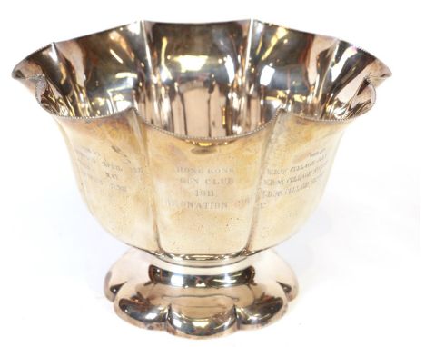 A George V Silver Bowl, by Horace Woodward and Co. Ltd., London, 1910, fluted tapering, on fluted spreading foot, with beaded