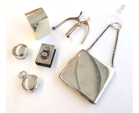 A Collection of Silver, including: a cigarette case, Chester, 1924; a playing card box, Birmingham, 1902; two pairs of sugar-