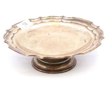 A George V Silver Pedestal Bowl, by James Deakin and Sons, Sheffield, 1925, shaped circular and on spreading foot, later engr