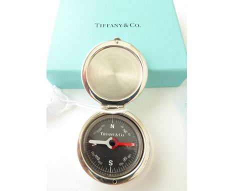 An American Silver Cased Compass, by Tiffany, With English Import Marks for London, 2005, plain circular, in original cardboa