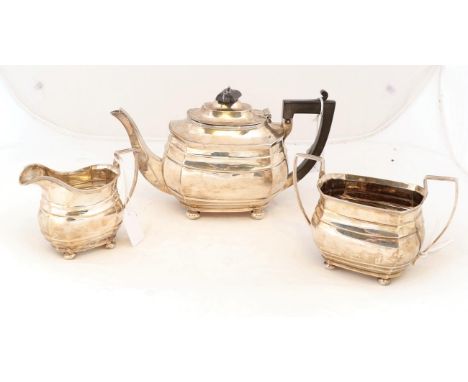A Three-Piece George V Silver Tea Service, by George Nathan and Ridley Hayes, Chester, 1913 and 1914, each piece oblong and o