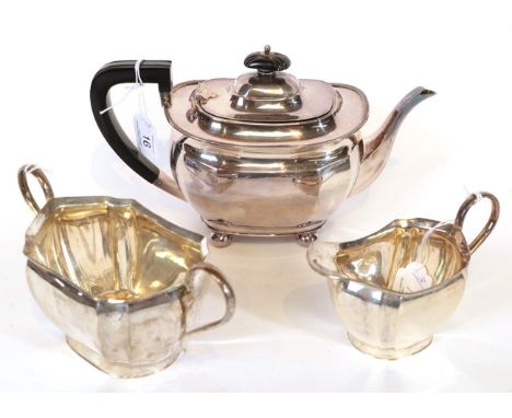 A George V Silver Teapot and a Similar Cream-Jug and Sugar-Bowl, The Teapot, by Henry Atkin, Sheffield, 1929, The Cream-Jug a