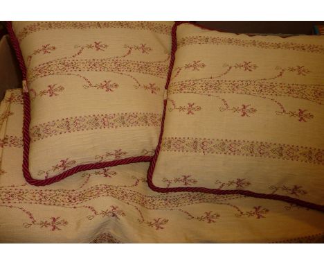 Pair of curtains with matching cushions and tie backs
