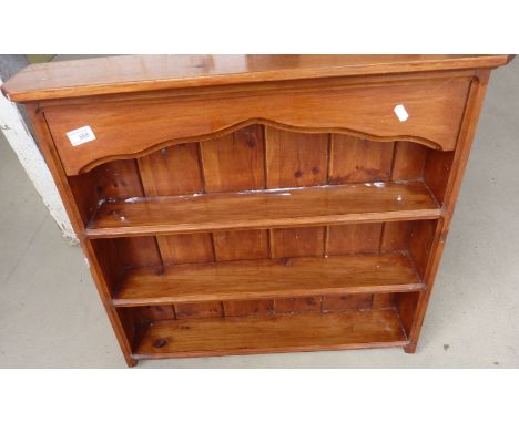 Stained pine three tier wall shelf 