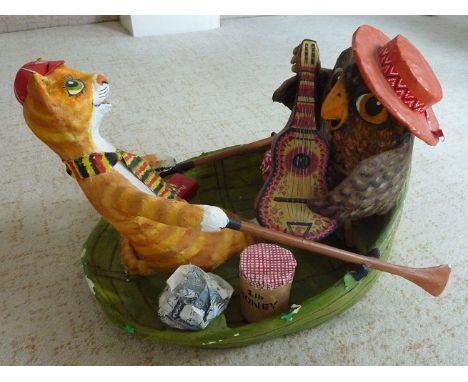 Hand crafted one off design from an adaptation of 'The Owl And The Pussycat' papier-mache model designed and created by Marga