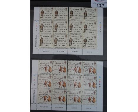 Great Britain range of u/m mint issues from 1996 and 1997 in large black ring binder, Stamps are in blocks of 4 plus traffic 
