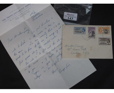 Falkland Island Dependencies 1956 set of 4 overprinted Trans-Antarctic Expedition 1955-58 sent on cover to Queen Gate London.