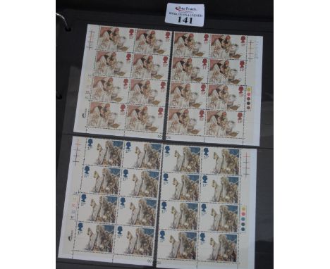 Great britain large blue binder with u/m mint issues 1984 & 1985 in singles, pairs, strips, cylinder and traffic light blocks