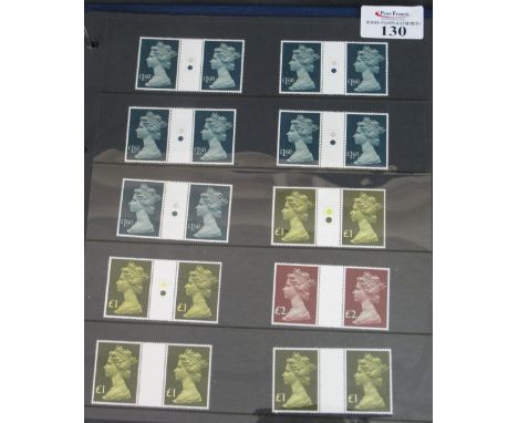 Great Britain High Values £1 to £5 machins in gutter pairs and traffic light gutter pairs and various castle high values in c