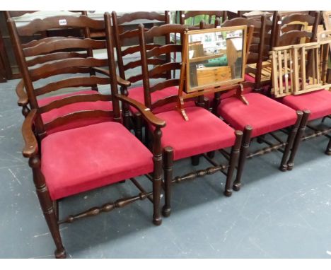 A SET OF EIGHT 18th.C.STYLE LANCASHIRE LADDER BACK DINING CHAIRS.