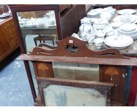 AN ART NOUVEAU OVERMANTLE MIRROR AND TWO OTHERS.