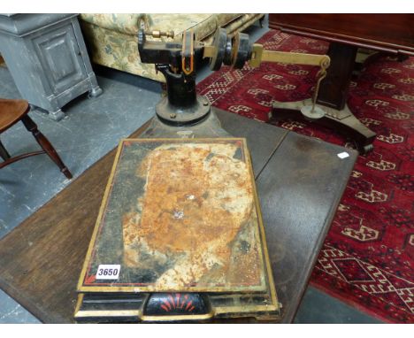 VINTAGE PAINTED PLATFORM SCALES.