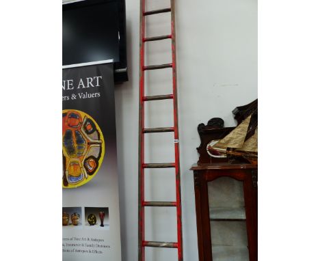 A VINTAGE PAINTED LADDER FOR ORNAMENTAL USE.