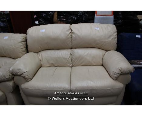 2 SEATER CREAM LEATHER SOFA / GRADE: UNCLAIMED PROPERTY (DC6)[{MK140416}]