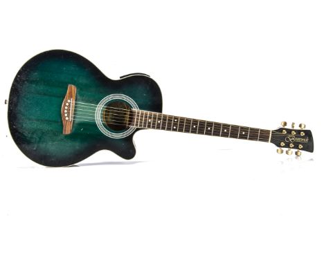 Brunswick Electro Acoustic Guitar, A Brunswick Model BTK60BL Electro Acoustic 6 String guitar - Turquoise Body - very good co