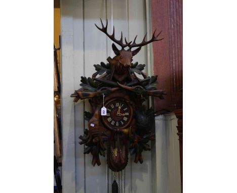 Good large well carved Black Forest cuckoo clock.