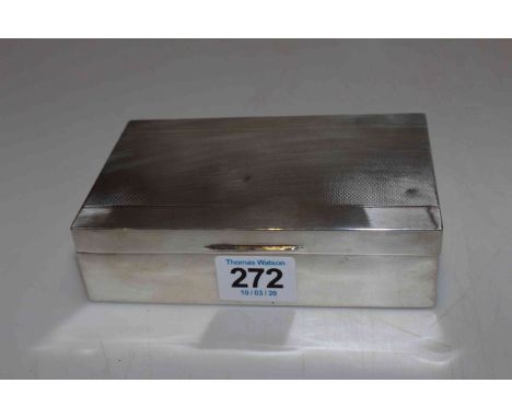 Silver cigarette box with engine turned lid, Birmingham 1938.