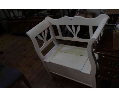 Painted box hall bench, 93cm by 88cm.
