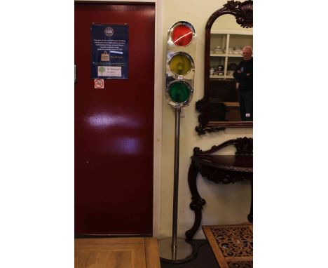 Contemporary standard lamp in the form of a set of traffic lights.