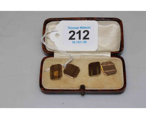 Pair of 9 carat gold engine turned cuff links by Lawson Ward and Gammage, hallmarked for 1937, cased.