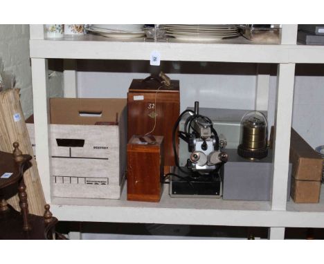 Microscopes and scientific equipment, barograph, projector and screen, etc.