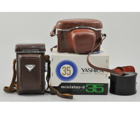 Two Yashica cameras, the Yashica-mat, Copal-MXV and the Yashica Minister camera (2).