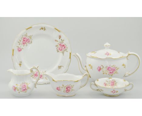 Large collection of Royal Crown Derby Pinxton Rose dinner, tea and coffee service, comprising of soup bowls, cups, saucers, t