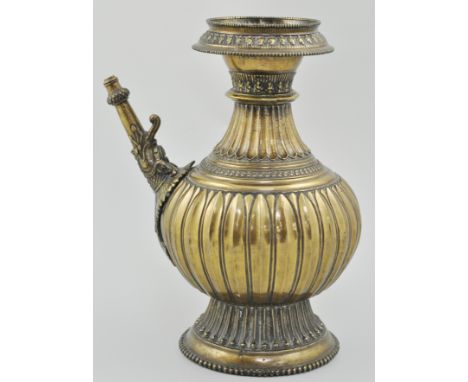 Islamic Persian Hookah pipe base, dragon detailing to the pipe fitment, height 30cm.