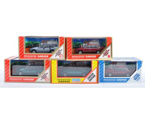 A collection of 5x assorted Dinkum Classics 1/43 scale diecast model Paradise Garage cars to include; Ford Falcon AU XR6 Limi