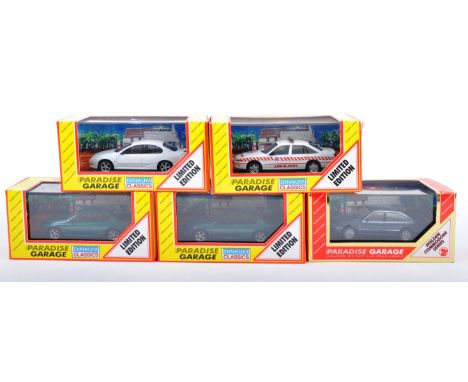 A collection of 5x assorted Dinkum Classics 1/43 scale diecast model Paradise Garage cars to include; 2 x Ford Falcon AU XR6 